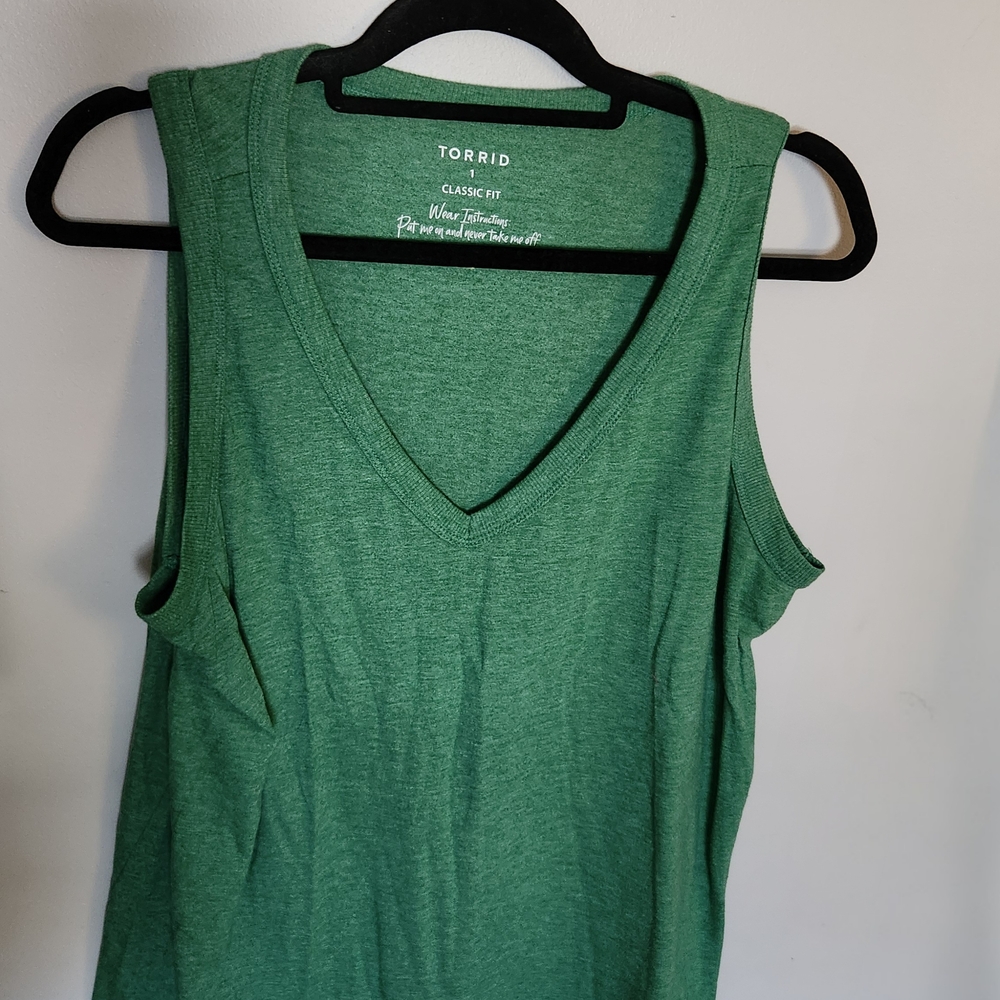 Torrid Classic Green V-Neck Tank Top
